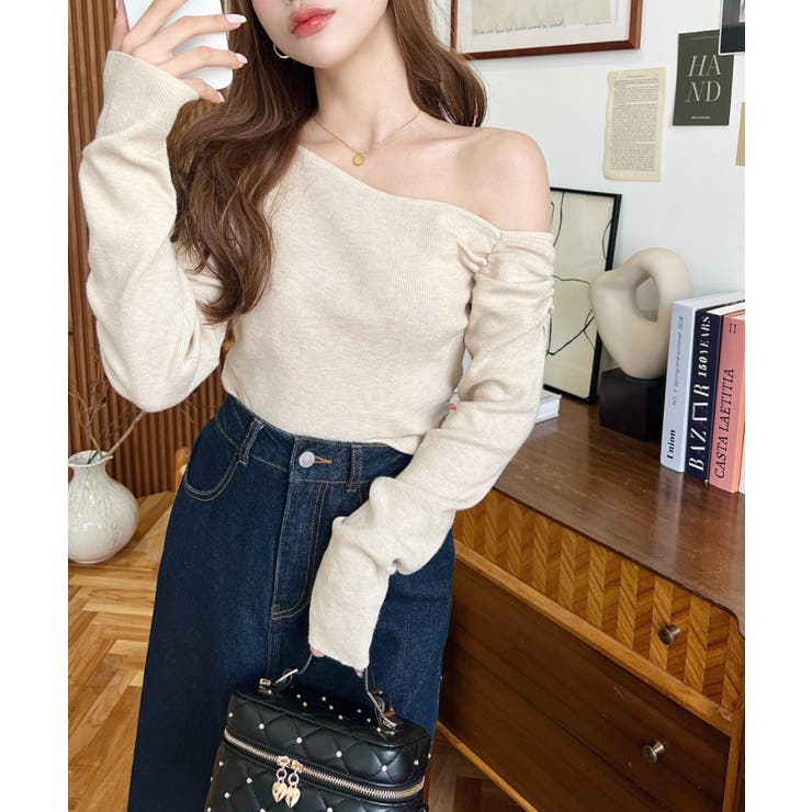 アシメワンショルリブニットプルオーバー | moment+ | 詳細画像53 