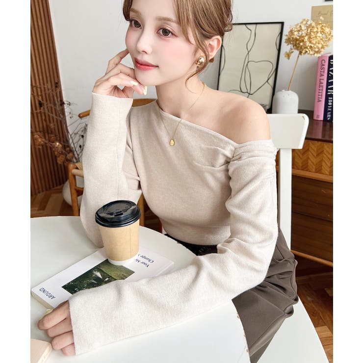 アシメワンショルリブニットプルオーバー | moment+ | 詳細画像56 