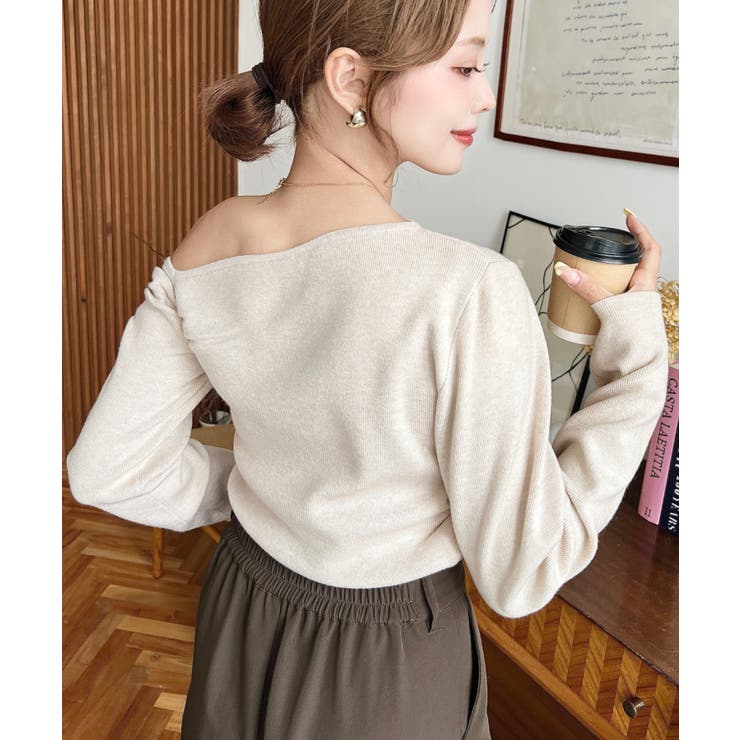 アシメワンショルリブニットプルオーバー | moment+ | 詳細画像58 