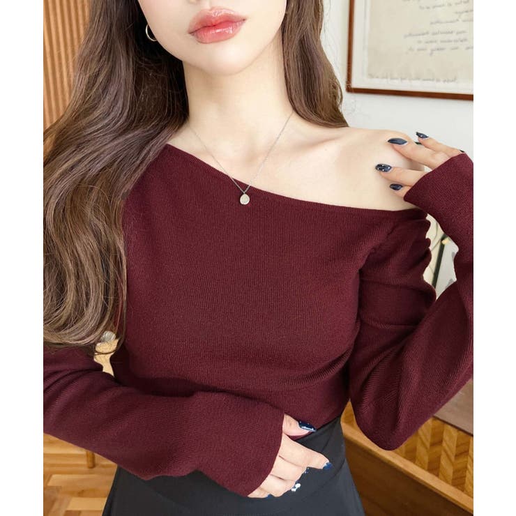 アシメワンショルリブニットプルオーバー | moment+ | 詳細画像60 