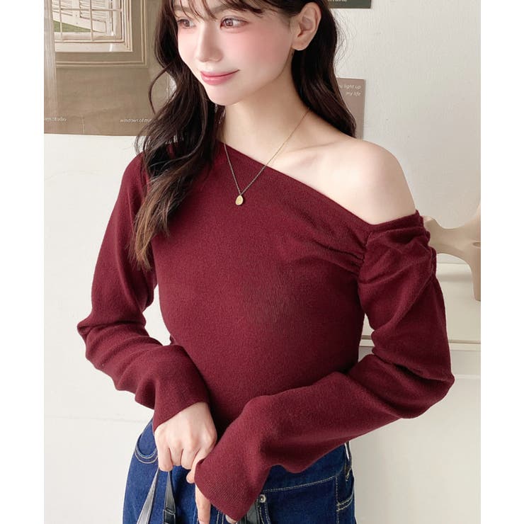 アシメワンショルリブニットプルオーバー | moment+ | 詳細画像64 