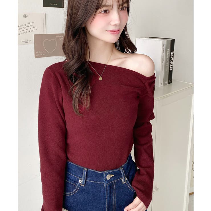 アシメワンショルリブニットプルオーバー | moment+ | 詳細画像65 