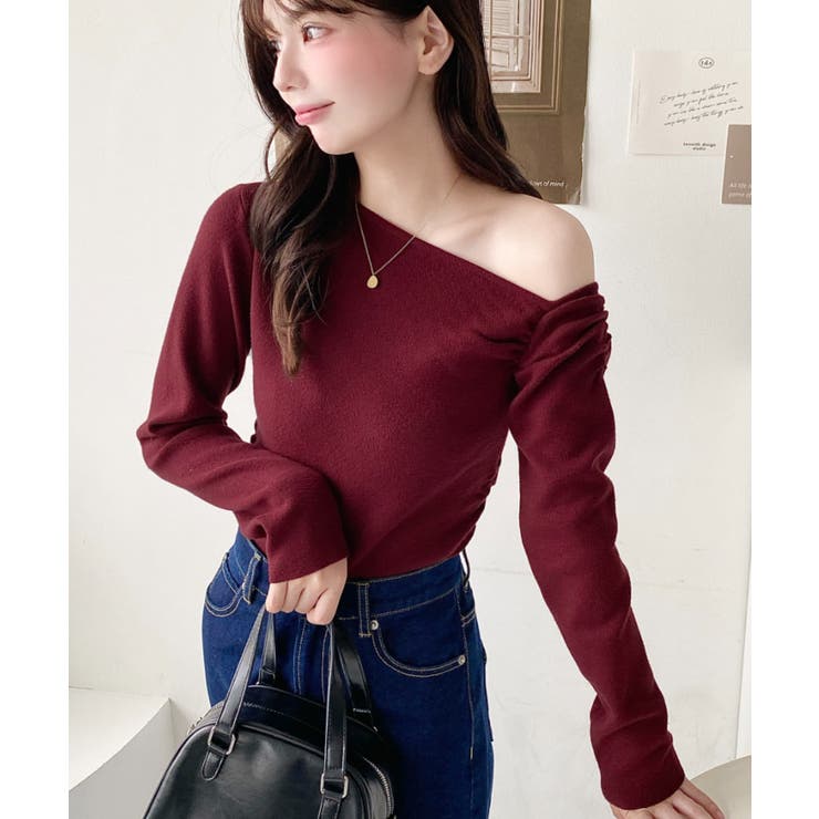 アシメワンショルリブニットプルオーバー | moment+ | 詳細画像67 