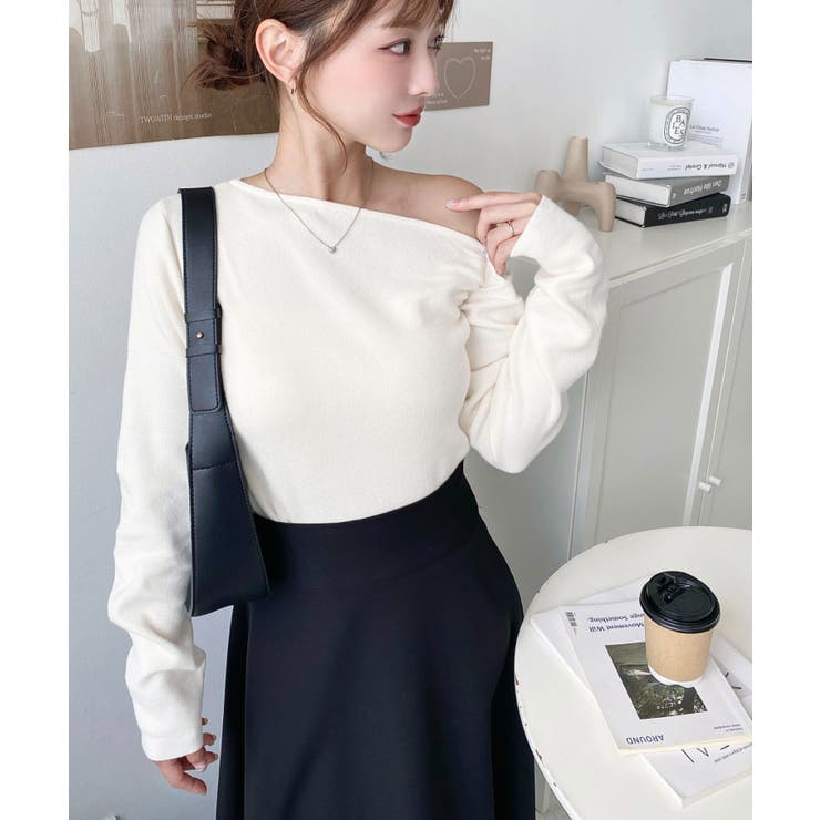 アシメワンショルリブニットプルオーバー | moment+ | 詳細画像7 