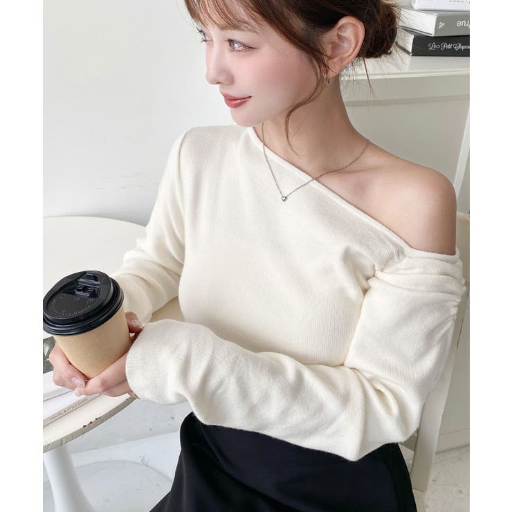 アシメワンショルリブニットプルオーバー | moment+ | 詳細画像9 