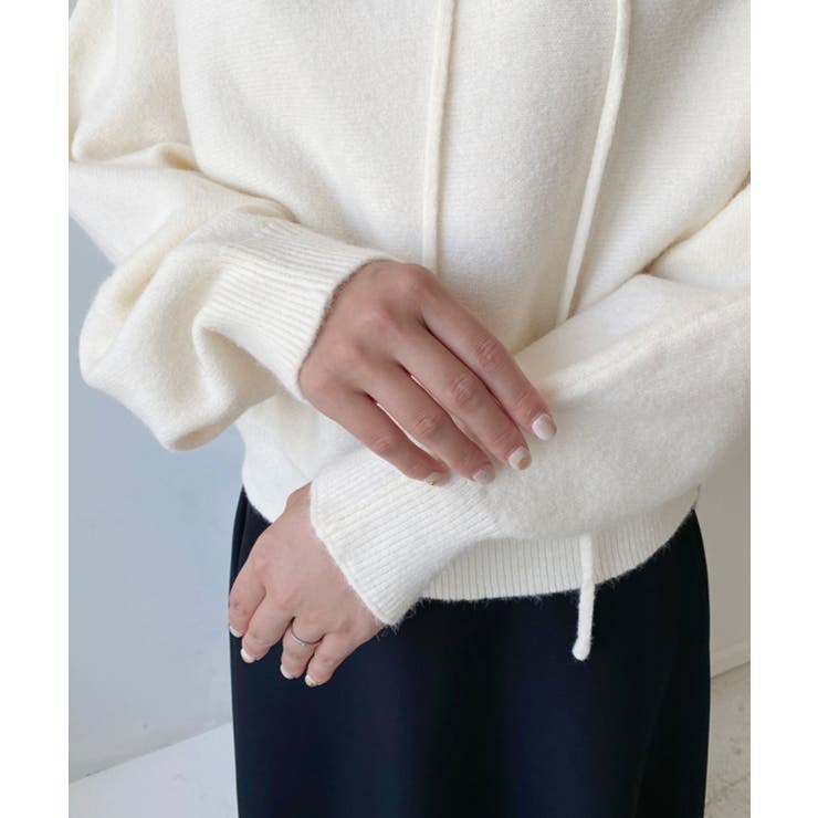 ストラップチョーカーネックリボンアシメワンショルダーニットプルオーバー | moment+ | 詳細画像20 