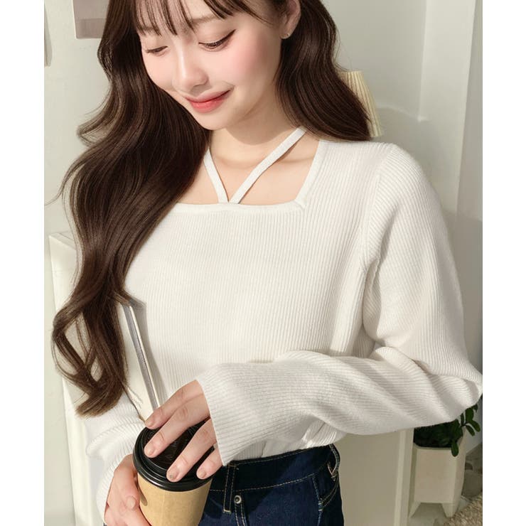 ホルターネックリブニットプルオーバー12G | moment+ | 詳細画像12 