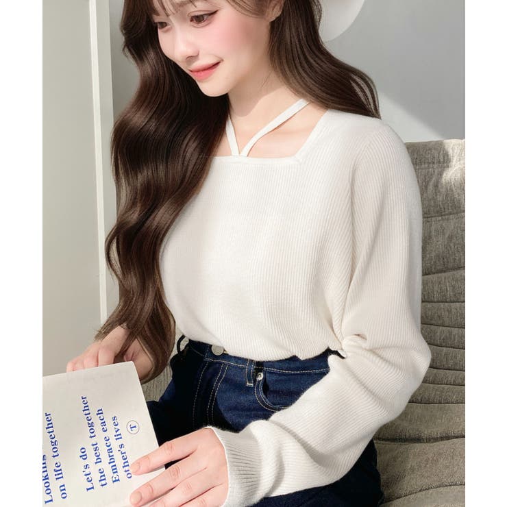 ホルターネックリブニットプルオーバー12G | moment+ | 詳細画像15 