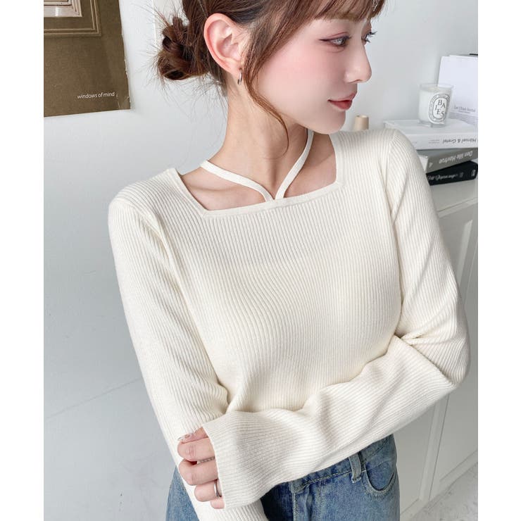 ホルターネックリブニットプルオーバー12G | moment+ | 詳細画像16 