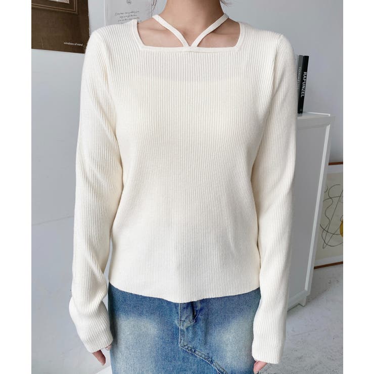 ホルターネックリブニットプルオーバー12G | moment+ | 詳細画像20 