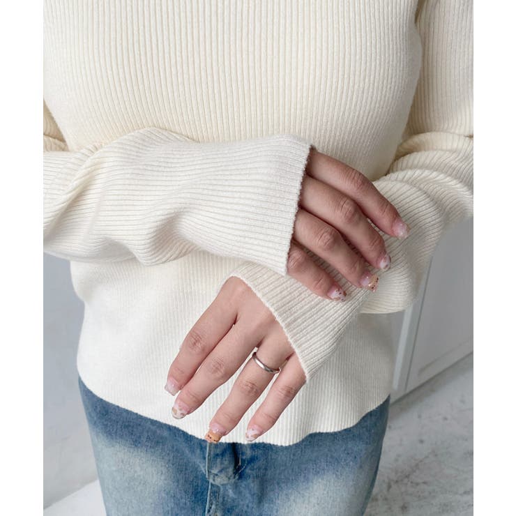 ホルターネックリブニットプルオーバー12G | moment+ | 詳細画像22 