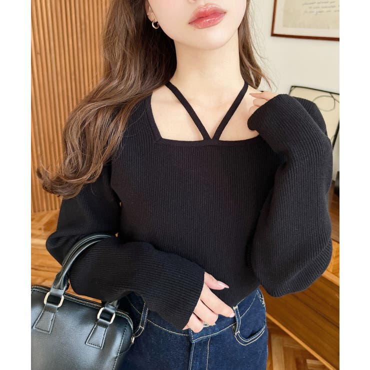 ホルターネックリブニットプルオーバー12G | moment+ | 詳細画像27 