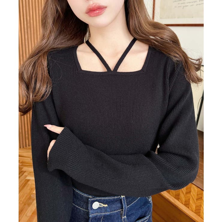 ホルターネックリブニットプルオーバー12G | moment+ | 詳細画像28 