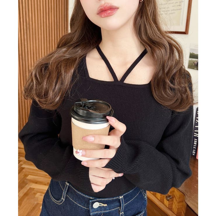 ホルターネックリブニットプルオーバー12G | moment+ | 詳細画像29 