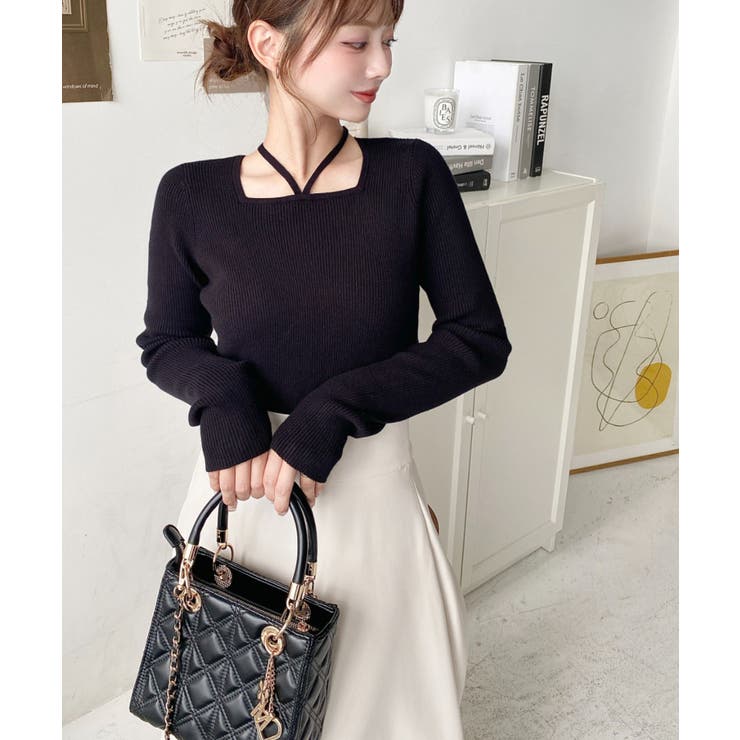 ホルターネックリブニットプルオーバー12G | moment+ | 詳細画像39 