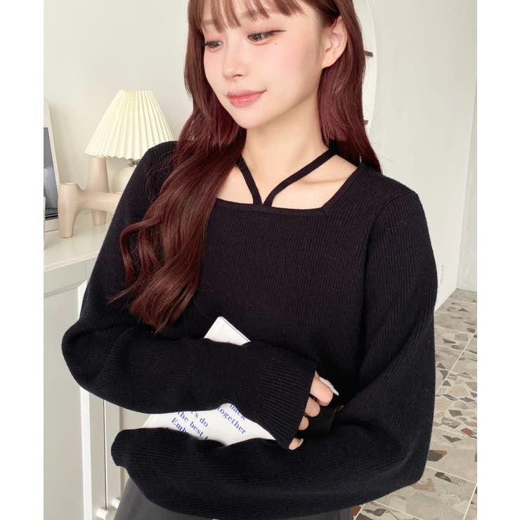 ホルターネックリブニットプルオーバー12G | moment+ | 詳細画像40 