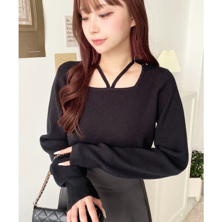 ホルターネックリブニットプルオーバー12G | moment+ | 詳細画像42 