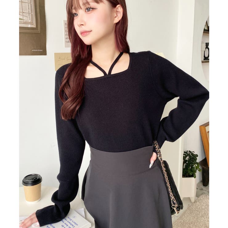 ホルターネックリブニットプルオーバー12G | moment+ | 詳細画像43 