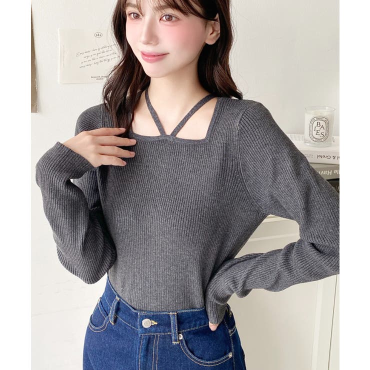 ホルターネックリブニットプルオーバー12G | moment+ | 詳細画像50 