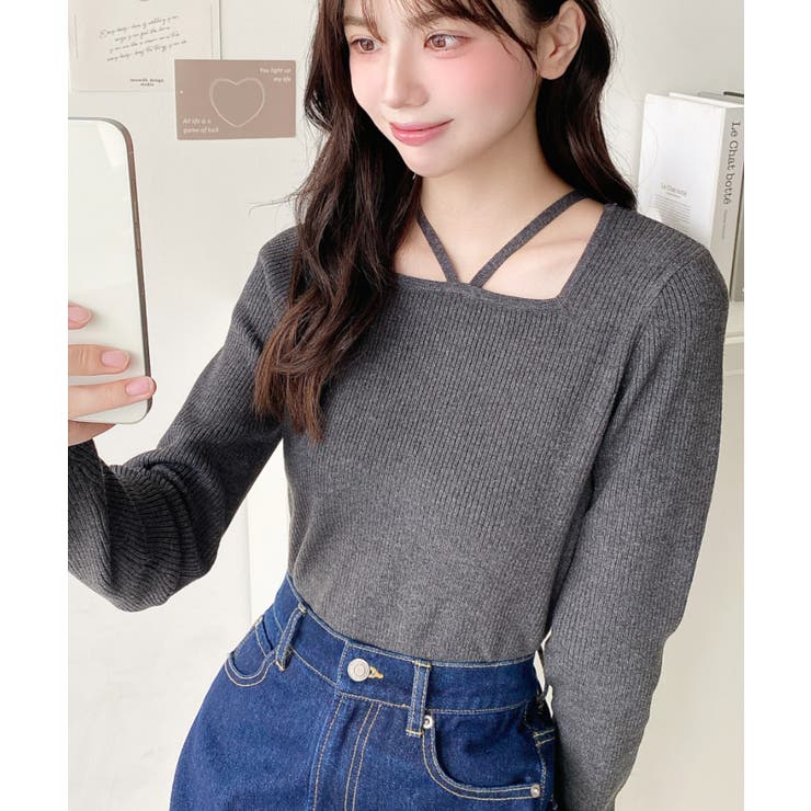 ホルターネックリブニットプルオーバー12G | moment+ | 詳細画像52 