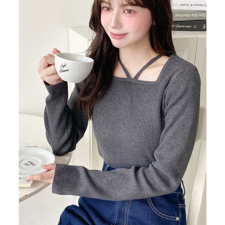 ホルターネックリブニットプルオーバー12G | moment+ | 詳細画像53 