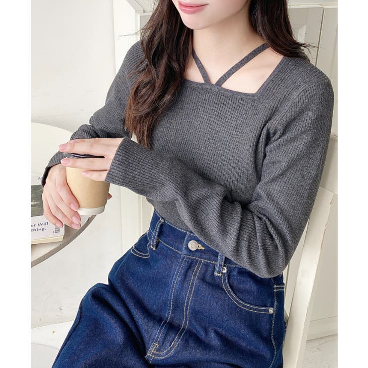 ホルターネックリブニットプルオーバー12G | moment+ | 詳細画像54 