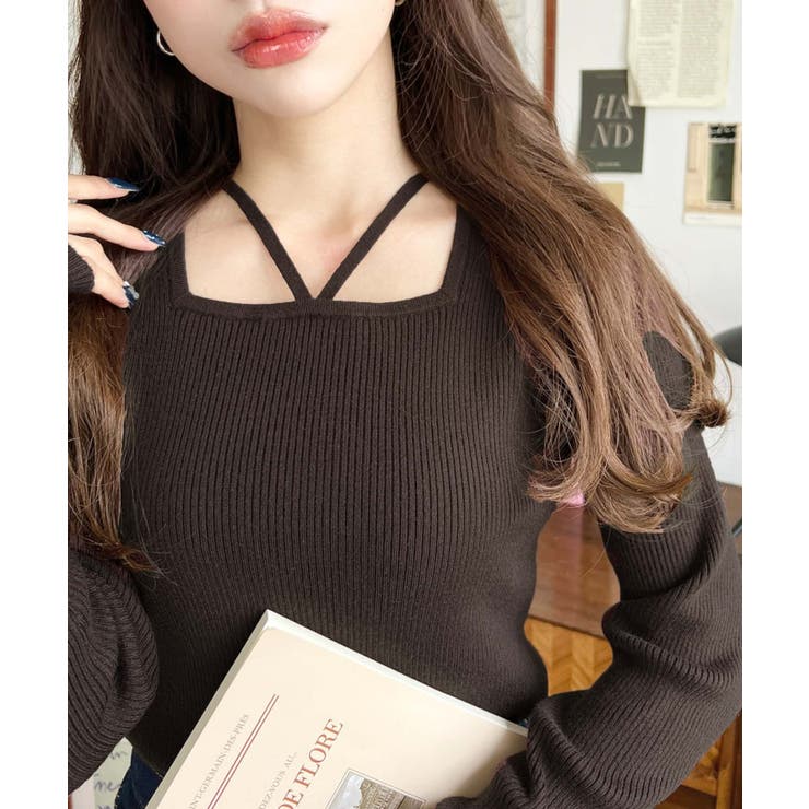 ホルターネックリブニットプルオーバー12G | moment+ | 詳細画像56 