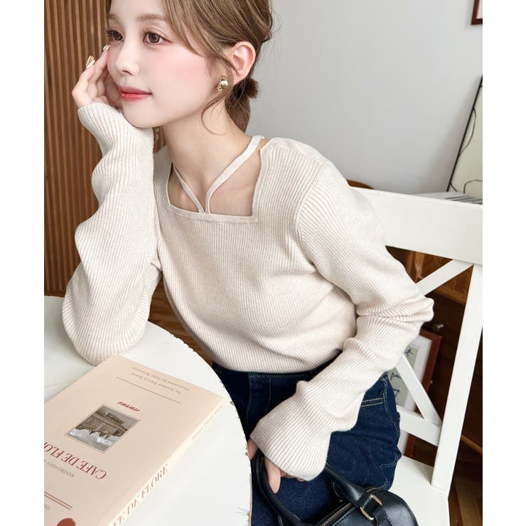 ホルターネックリブニットプルオーバー12G | moment+ | 詳細画像62 