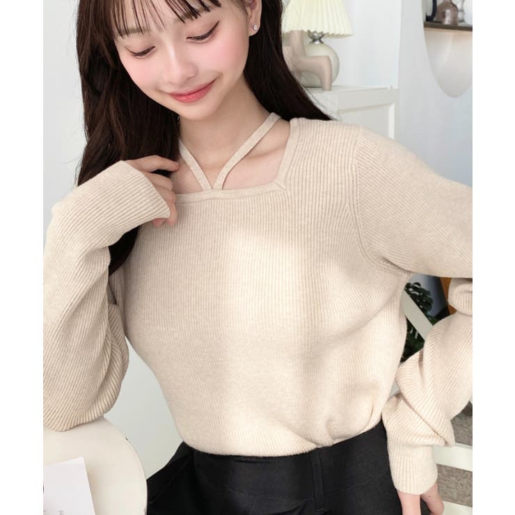 ホルターネックリブニットプルオーバー12G | moment+ | 詳細画像72 