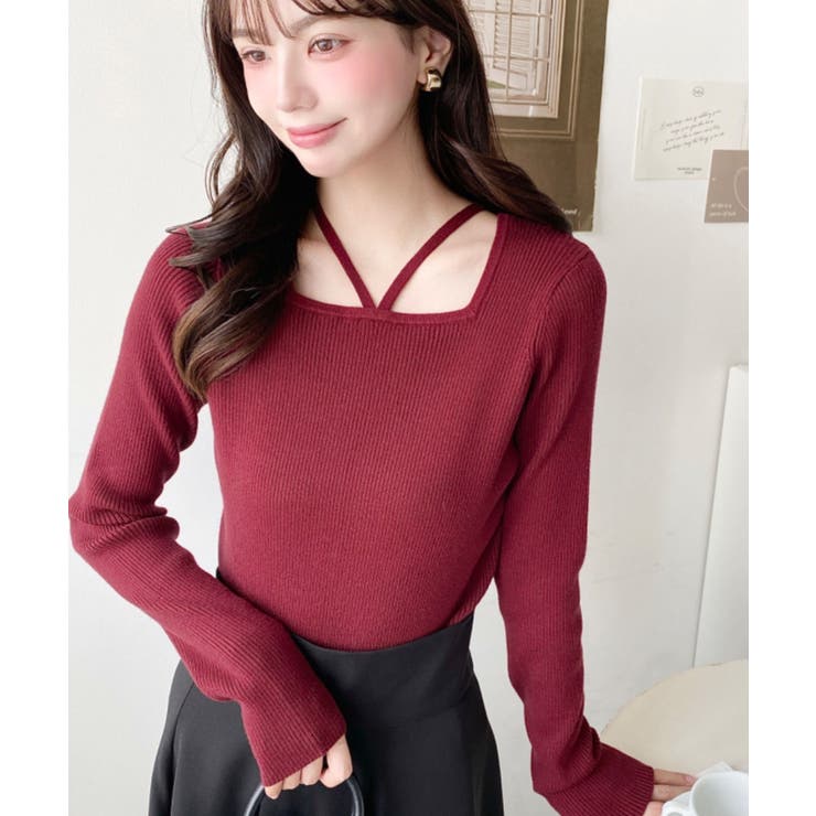 ホルターネックリブニットプルオーバー12G | moment+ | 詳細画像81 