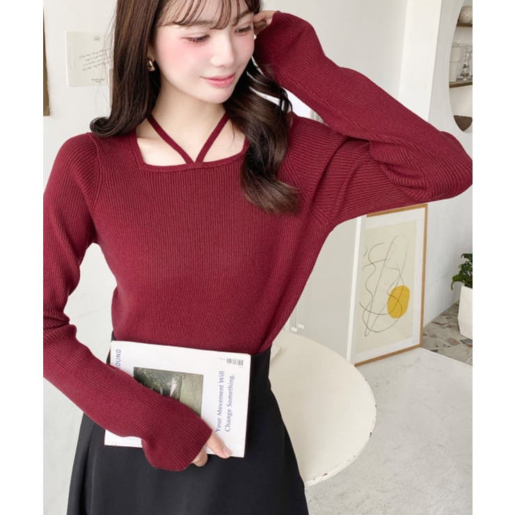 ホルターネックリブニットプルオーバー12G | moment+ | 詳細画像83 