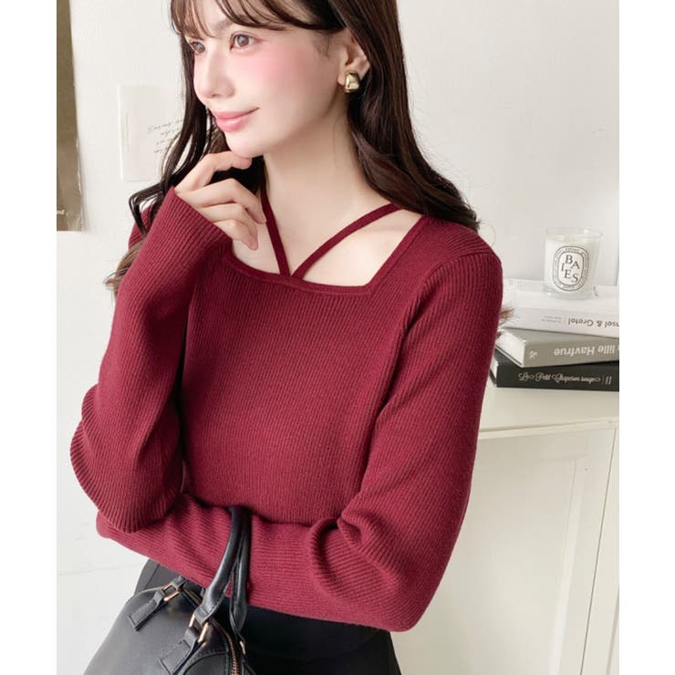 ホルターネックリブニットプルオーバー12G | moment+ | 詳細画像84 