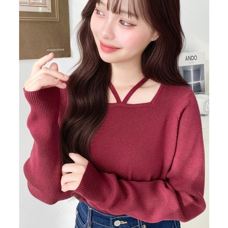 ホルターネックリブニットプルオーバー12G | moment+ | 詳細画像86 