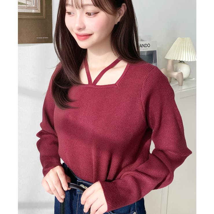 ホルターネックリブニットプルオーバー12G | moment+ | 詳細画像87 