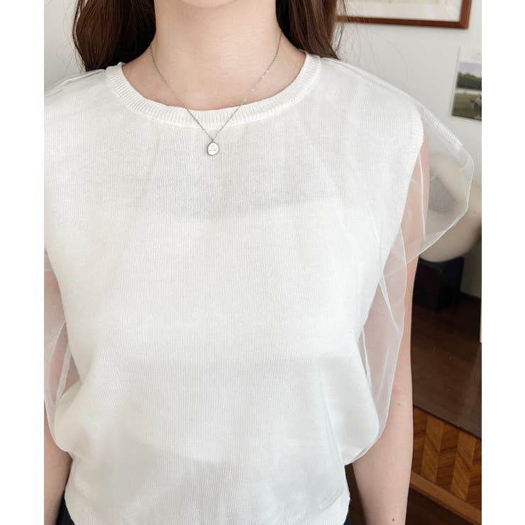 チュールレイヤードフレンチスリーブニットプルオーバー | moment+ | 詳細画像18 