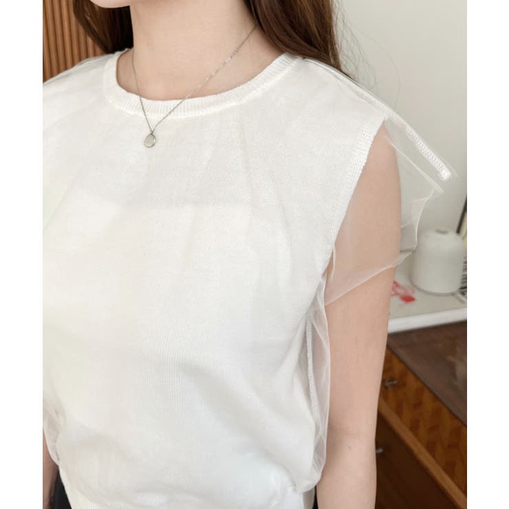 チュールレイヤードフレンチスリーブニットプルオーバー | moment+ | 詳細画像19 