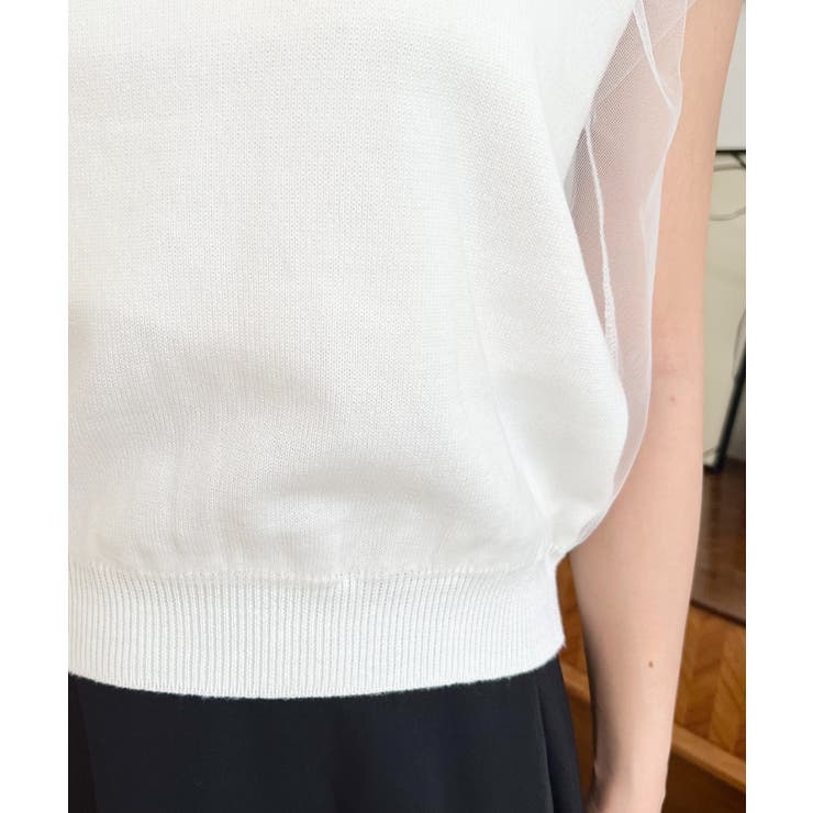 チュールレイヤードフレンチスリーブニットプルオーバー | moment+ | 詳細画像20 