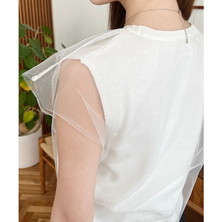 チュールレイヤードフレンチスリーブニットプルオーバー | moment+ | 詳細画像21 