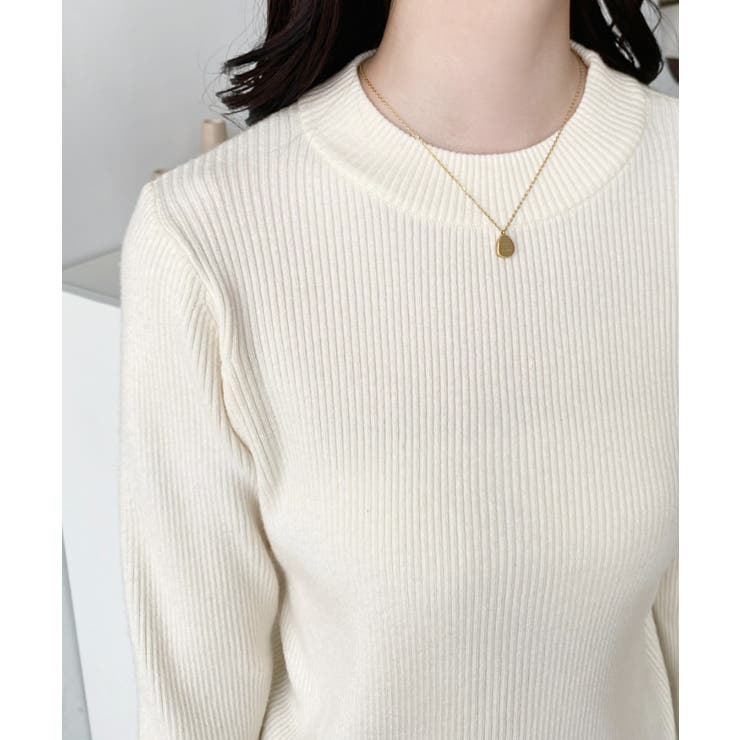 クルーネック袖シアーリブニットプルオーバー12G | moment+ | 詳細画像20 