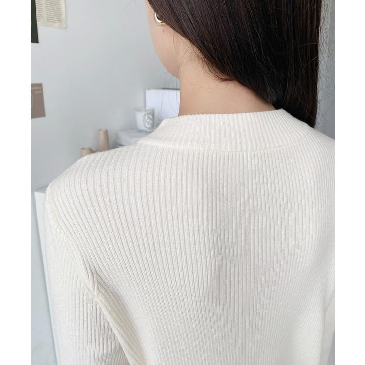 クルーネック袖シアーリブニットプルオーバー12G | moment+ | 詳細画像24 