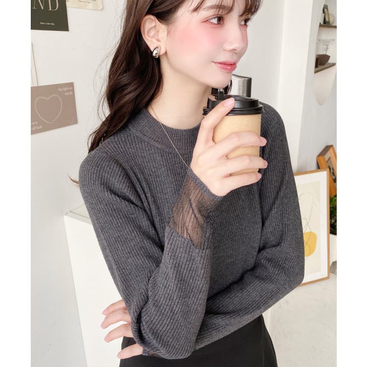 クルーネック袖シアーリブニットプルオーバー12G | moment+ | 詳細画像41 