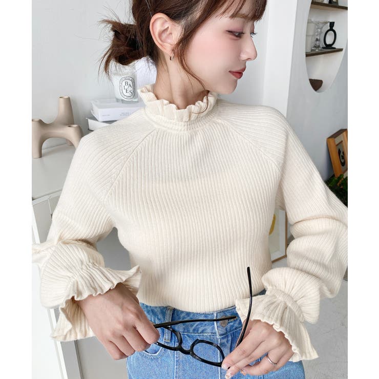 キャンディスリーブリブニットプルオーバー | moment+ | 詳細画像10 