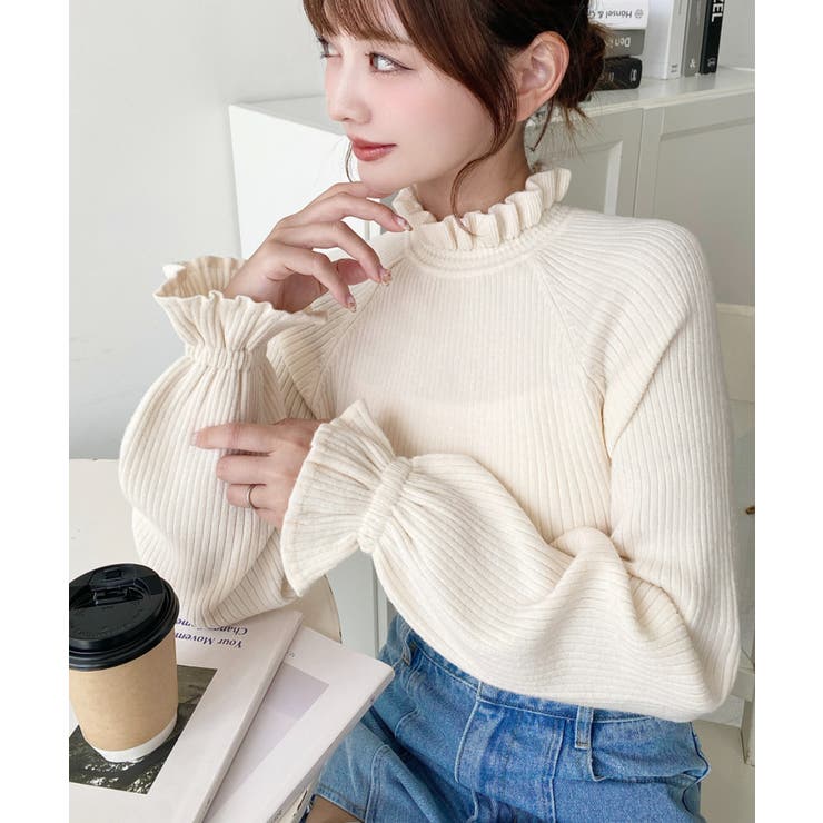 キャンディスリーブリブニットプルオーバー | moment+ | 詳細画像11 