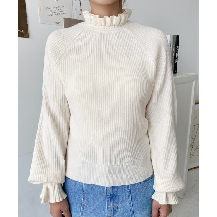 キャンディスリーブリブニットプルオーバー | moment+ | 詳細画像12 