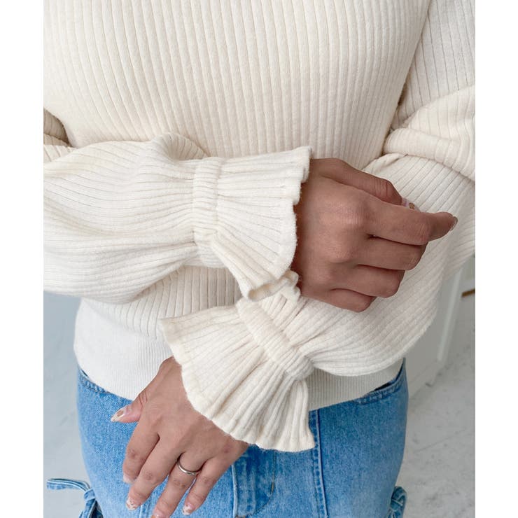 キャンディスリーブリブニットプルオーバー | moment+ | 詳細画像15 