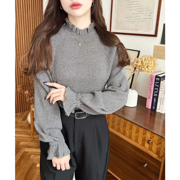 キャンディスリーブリブニットプルオーバー | moment+ | 詳細画像30 