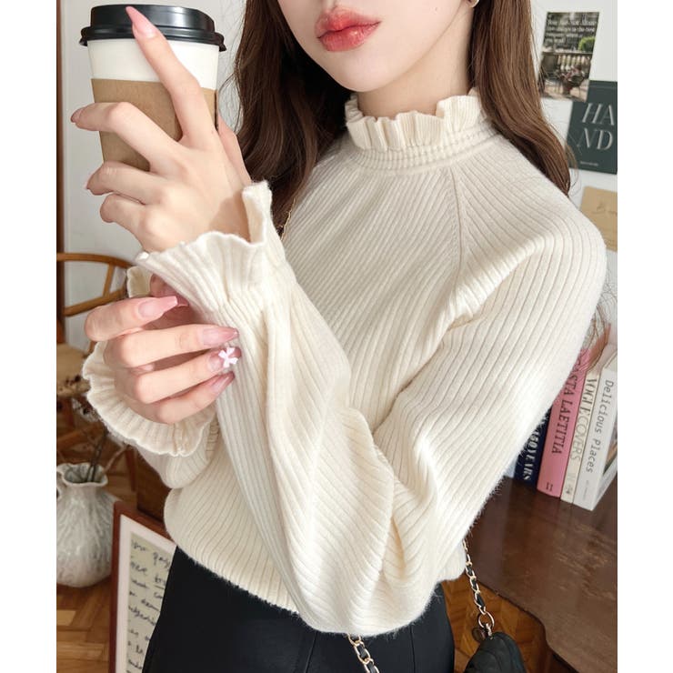 キャンディスリーブリブニットプルオーバー | moment+ | 詳細画像4 