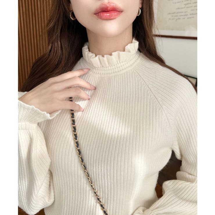 キャンディスリーブリブニットプルオーバー | moment+ | 詳細画像6 