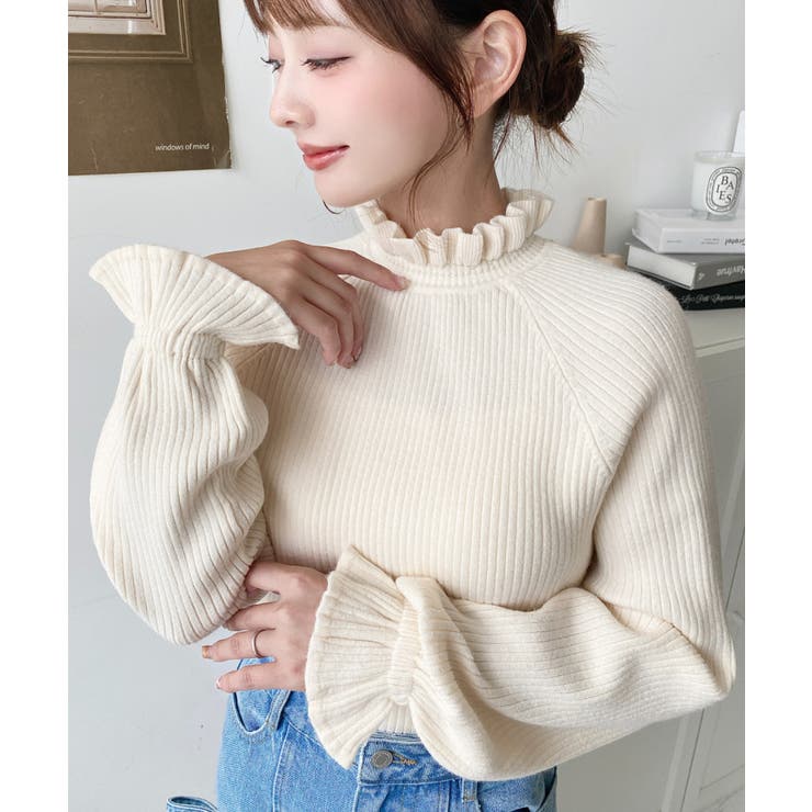 キャンディスリーブリブニットプルオーバー | moment+ | 詳細画像7 