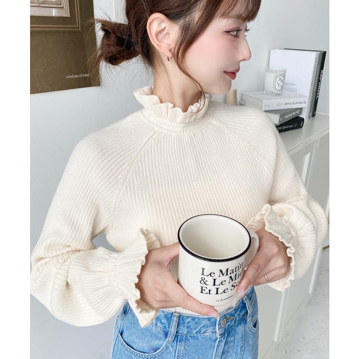 キャンディスリーブリブニットプルオーバー | moment+ | 詳細画像8 